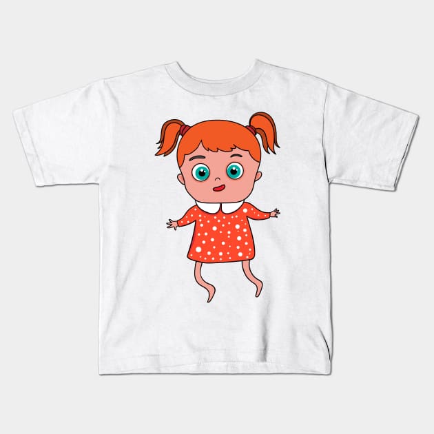 cute  girl Kids T-Shirt by InshynaArt